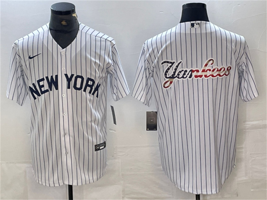 Men's White New York Yankees Team Big Logo Cool Base Stitched Baseball Jersey